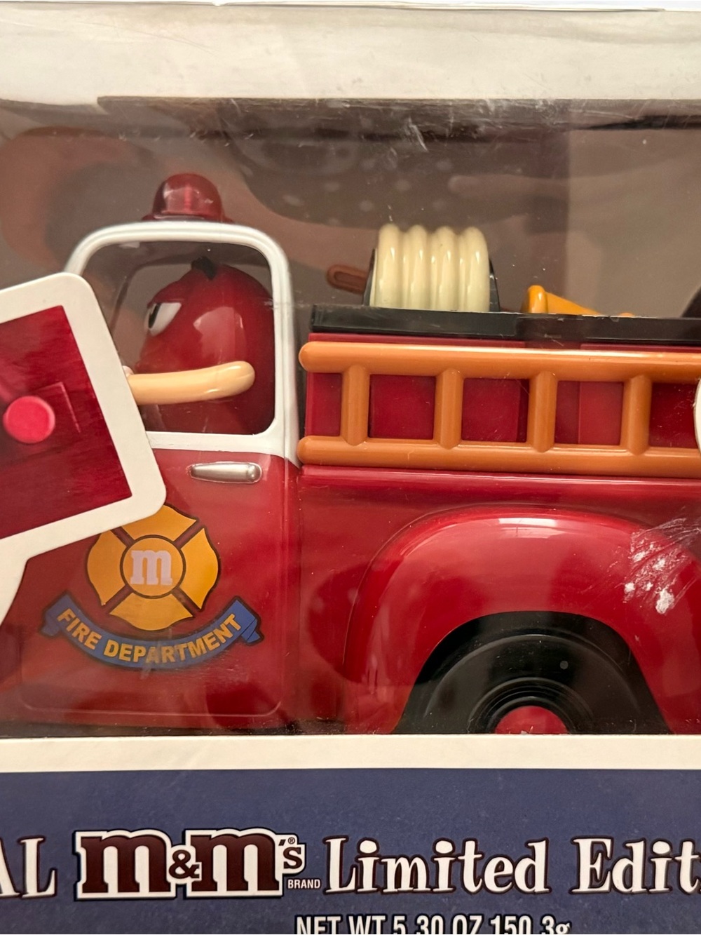 M&M'S Red Fire Department Toy Truck with Orange Ladder Accents